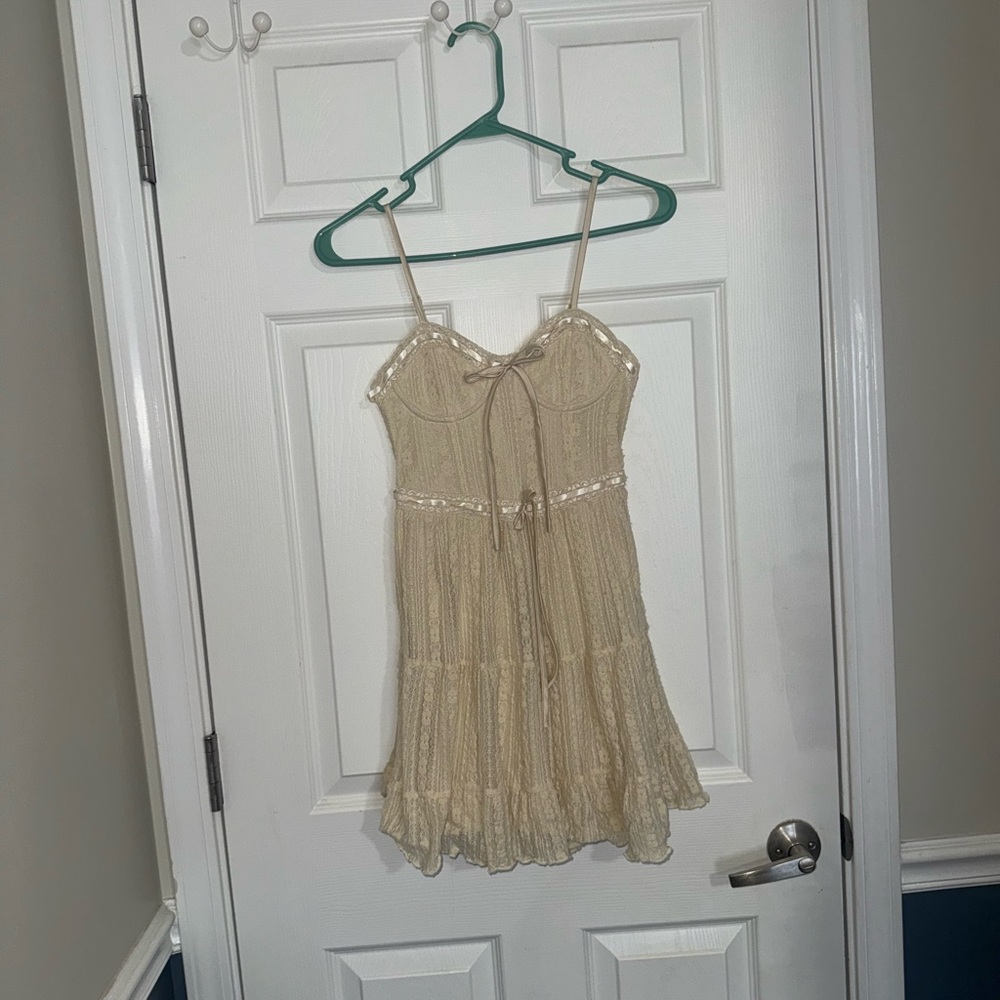Cream Lace Top/ mini dress